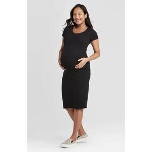 Isabel Maternity Women's T-Shirt Black Short‎ Sleeve Dress Size XS NWT